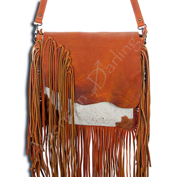 American Darling ADBG385TAWBR Messenger Hair-On Genuine Leather Women Bag Western Handbag Purse